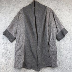 Rena Lange size 12 100% Wool Gray Open Front Cardigan Sweater